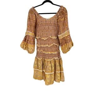 Barok Paris dress smocked ruffle floral size Medium M